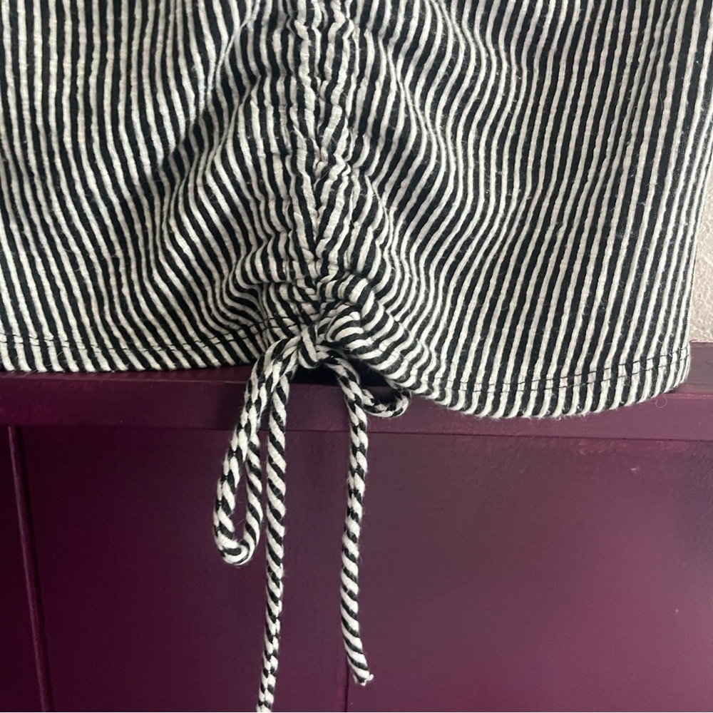 Caution To The Wind Black and White Striped Crop Top - Picture 3 of 4